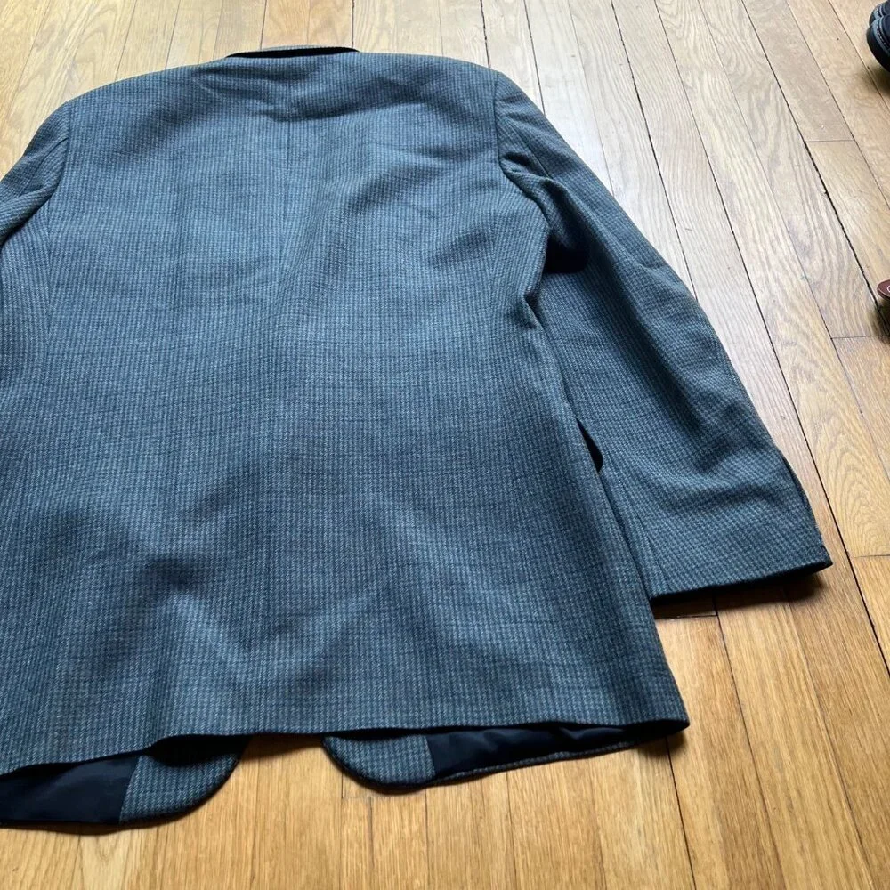 Oscar De La Renta Mens Size 42L Gray Houndstooth Single Breasted Blazer Jacket - Picture 14 of 15